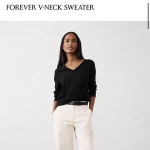 Black Forever V-Neck Sweater Banana Republic Factory